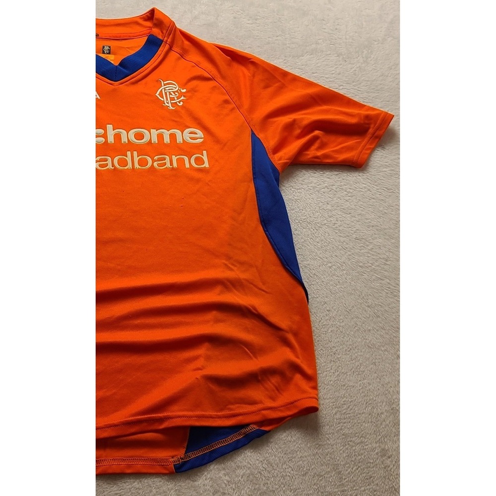 Vintage Diadora Glasgow Rangers FC Men's Jersey Orange 2002-03 V-Neck Away Kit S - Picture 12 of 13